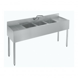 Krowne 18-53C 60 Inch Stainless Steel Three Compartment Sink with Drainboards