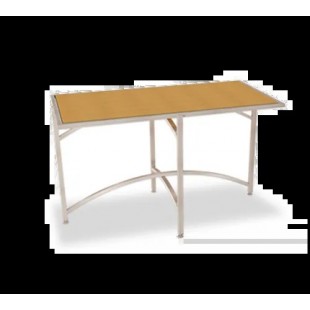 Forbes Industries 7039TG-48 60 Inch Glass Rectangular Folding Table Stainless Steel Brushed Finish