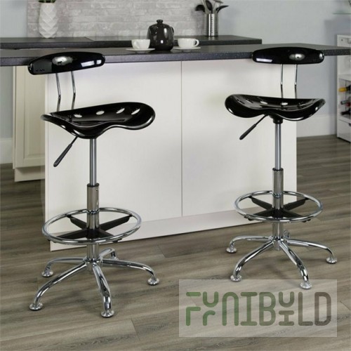 Flash Furniture LF-215-BLK-GG 17.25 Inch Swivel Drafting Stool with Contemporary Style