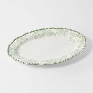 Stanton Trading STGS-33 7 Inch Oval Platter with Green Band Ceramic