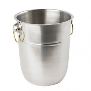 Vollrath 46801 8 Quart Wine Bucket with Brass Ring Handles Stainless Steel