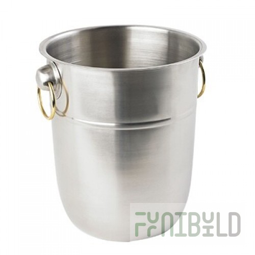 Vollrath 46801 8 Quart Wine Bucket with Brass Ring Handles Stainless Steel