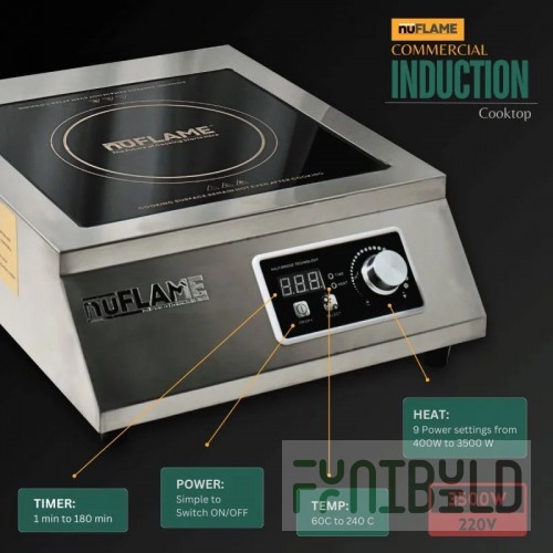Induction cooker PEI-6/L2, 4 burners of 3.5 kW and 2 burners of 2.5 kW; power consumption - 19 kW. 1165(1085)*900*859