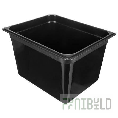 Gastronorm container without lid p/p GN 1/2, H-200, 325x265x200mm, (plastic, black), in pack. 6 pcs. art. 422100813