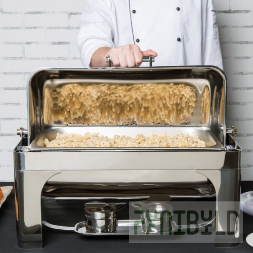 Vollrath 46080 9 Qt. New York, New York Roll Top Chafer Full Size with Brass Trim