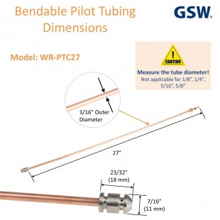 GSW USA WR-PTC27 27 Inch Pilot Tubing With Cap Fits 3/16 Inch Tubing Stainless Steel GSW USA WR-PTC27 27 Inch Pilot Tubing With Cap Fits 3/16 Inch Tubing Stainless Steel