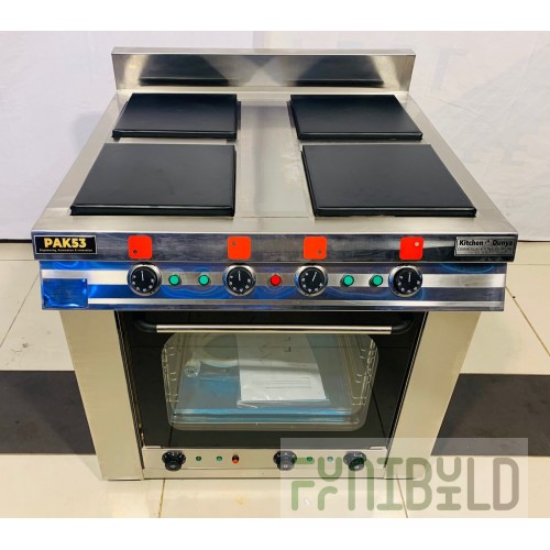 Electric stove 4-burner with oven EPK-47ZhSh (faced stainless steel) ser. 700 (800x810x(860)975mm, 16 kW)