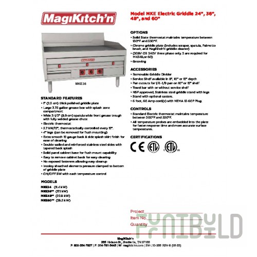 Magikitchn B6780701@2 Power Cord for MKE Griddles Electric Parts and Accessories