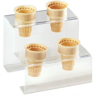 Cal Mil 3601-4 7 Inch Cone Holder 2-tier Acrylic Clear with Capacity for 4 Cones