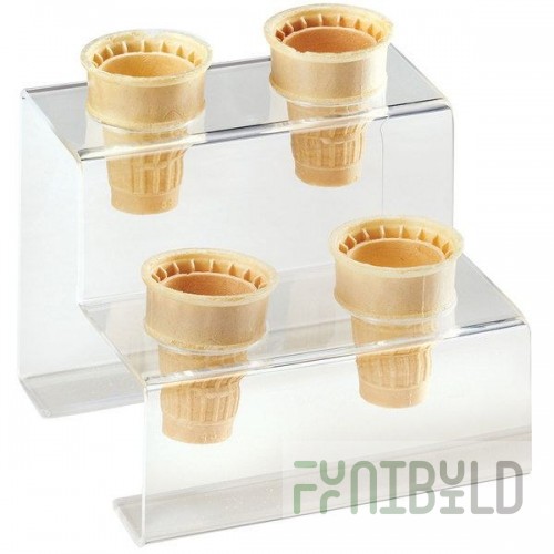 Cal Mil 3601-4 7 Inch Cone Holder 2-tier Acrylic Clear with Capacity for 4 Cones