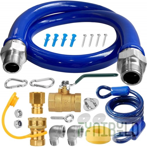 Pitco B8003109 1-1/4 Inch Gas Connector Hose 48 Inch Long with Restraining Device 575000 BTU
