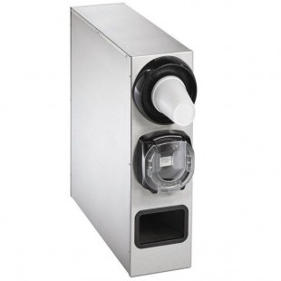 Vollrath K58823-A-A Stainless Steel 2-Slot Vertical 8 - 44 oz. Countertop Cup Dispenser Cabinet with 1 LidSaver® 3 Dispenser