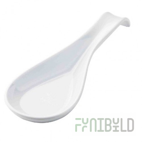 Tablecraft 12278 10 Inch Melamine Spoon Rest White for Utensils Management