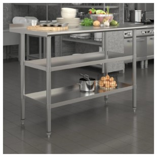 Flash Furniture NH-WT-GU-2448BSP-GG 48 Inch Stainless Steel Work Table with Backsplash