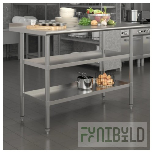 Flash Furniture NH-WT-GU-2448BSP-GG 48 Inch Stainless Steel Work Table with Backsplash