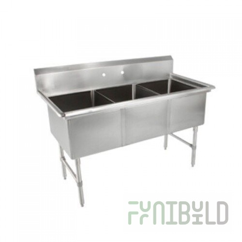 John Boos 3PB1824 59 Inch Stainless Steel Sink 3 Compartment Pro-Bowl