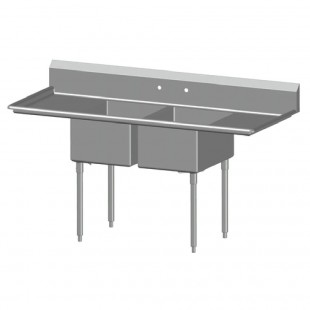 SPG International 2N1620-2D24 Universal Stainless Sink Two Compartment 24