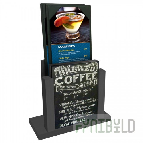 Menu Solutions WDMH-CHALK Ash Wood Menu Holder with 4