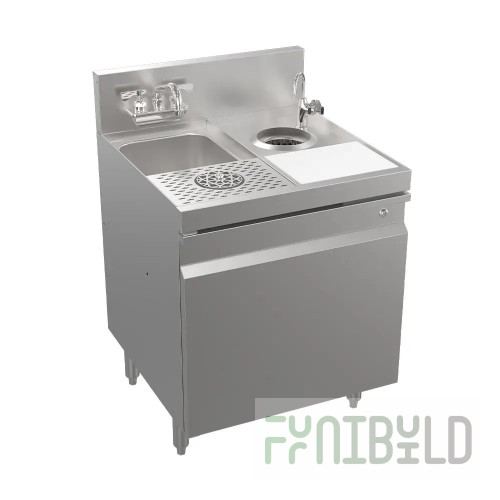 Krowne KR24-MS24-C 24 Inch Underbar Sink Unit with Cabinet Base and Locking Door