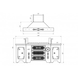 Charcoal grill UMB(2)/ 11309(2182x1460x900mm, black coating, grids for frying)