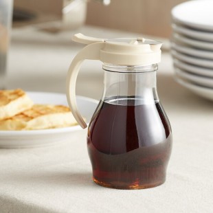Vollrath 1414-01 16 Oz Dripcut Syrup Server Clear Polycarbonate Jar Brown Top