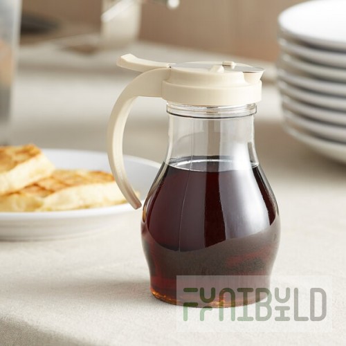 Vollrath 1414-01 16 Oz Dripcut Syrup Server Clear Polycarbonate Jar Brown Top
