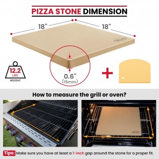 Extra 18 Inch Square Ceramic Pizza Stone Waring WPOPS