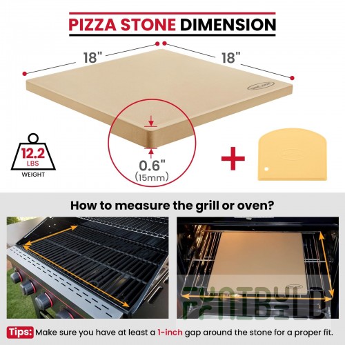 Extra 18 Inch Square Ceramic Pizza Stone Waring WPOPS