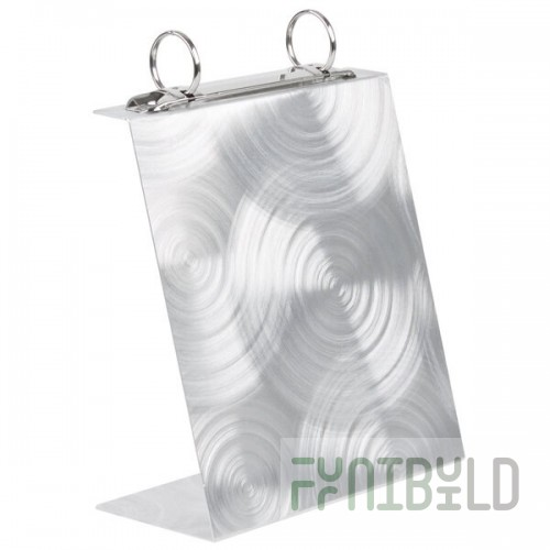 Menu Solutions MT2R-TOPA Alumitique Aluminum Menu Tent with Top Rings - Swirl Finish - 6