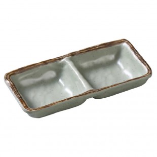 Yanco OR-4031 5-3/4 Inch Rectangular Divided Sauce Dish 2 Oz Melamine 2 Compartments