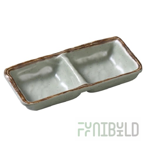 Yanco OR-4031 5-3/4 Inch Rectangular Divided Sauce Dish 2 Oz Melamine 2 Compartments