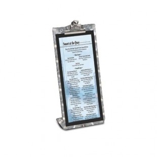 Menu Solutions MTCL-411 Alumitique Aluminum Menu Tent with Clip - Swirl Finish - 4 1/4
