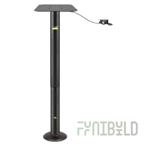 FLAT Tech CT7000 Adjustable Height Table Base Bolt Down Pneumatic Column Black Powder Coat Finish Stainless Steel
