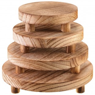 1880 Hospitality WS2000 9 Inch Diameter Round Riser Set Wood and Steel Display