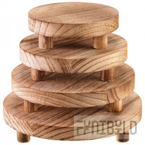 1880 Hospitality WS2000 9 Inch Diameter Round Riser Set Wood and Steel Display