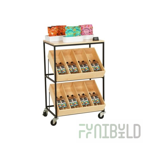 Cal Mil 23166-99 28 Inch Modular Cart 3-tier Wood Finish for Display