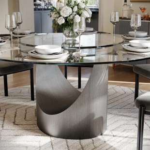 Forbes Industries 7025TG-42 24 Inch Round Table with Tempered Glass Top Stainless Steel Frame