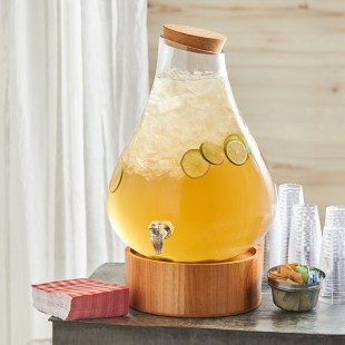 Acopa 4 Gallon Raindrop Glass Beverage Dispenser with Cork Lid