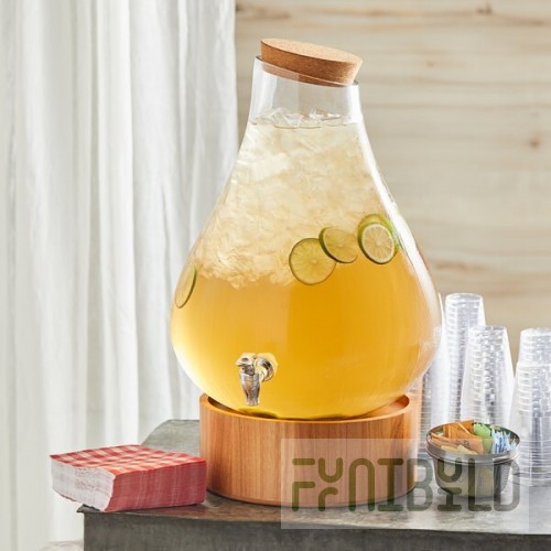Acopa 4 Gallon Raindrop Glass Beverage Dispenser with Cork Lid