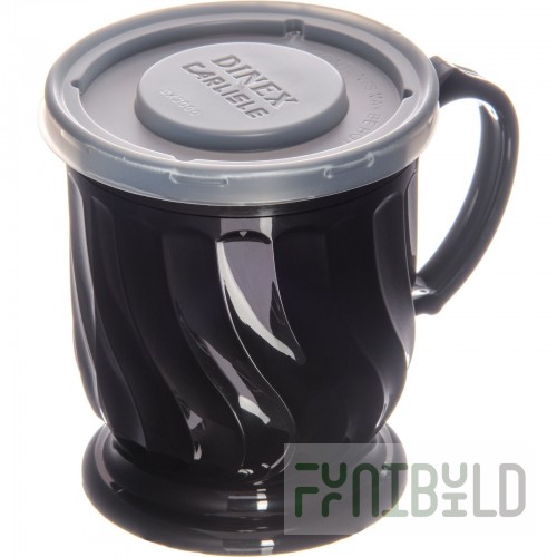 Dinex DX300003 Turnbury 8 oz. Onyx Insulated Mug with Pedestal Base - 48/Case
