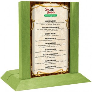 Menu Solutions WDAFR-B Lime Wood Menu Holder / Tent with 5