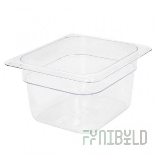Thunder Group PLPA8164 1/6 Size Clear Polycarbonate Food Pan 4 Inch Deep
