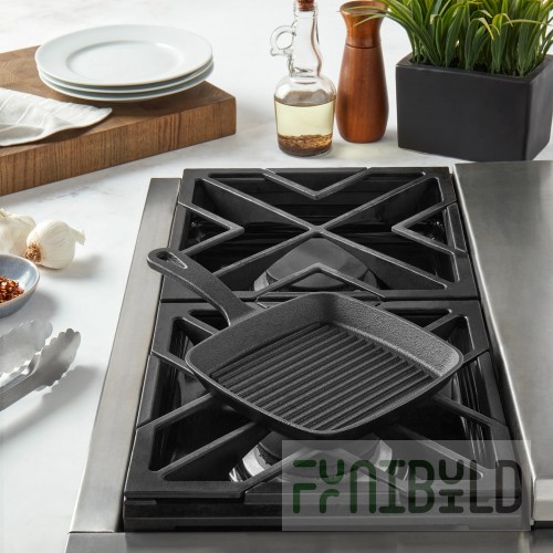 AllPoints 69278 12 Inch Cast Iron Grill Pan Double Handle with High Durability