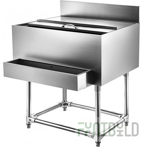 Optional 36 Inch Stainless Steel Underbar Ice Bin Full Cover, Krowne SC36F