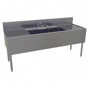 Glastender C-TSB-72 72 Inch Three Compartment Underbar Sink Unit with Drainboards