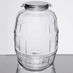 Anchor Hocking 85679AHG17 9-5/8 Inch Barrel Jar 2-1/2 Gallon Clear Glass