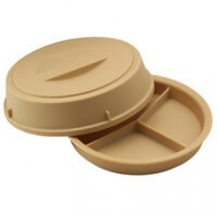 Cambro HK93BCW133 Camwear® Beige Heat Keeper Base 3 Compartment Plate - 12/Case