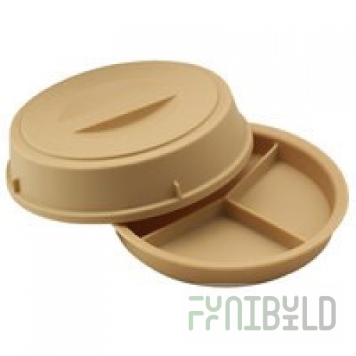 Cambro HK93BCW133 Camwear® Beige Heat Keeper Base 3 Compartment Plate - 12/Case