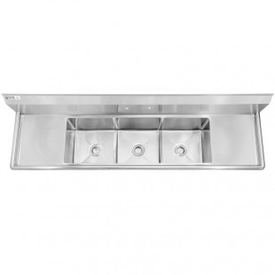 AERO Manufacturing MF3-2418-24LR 105 Inch Three Compartment Sink with Drainboards