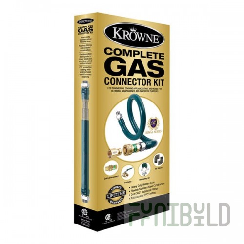 Krowne M7536K 3/4 Inch Moveable Gas Connection Kit 36 Inch Length with Valve and Elbows